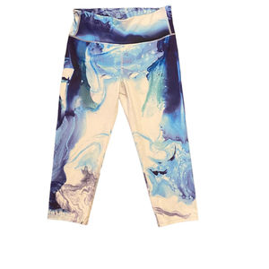 Athleta capri leggings medium marble print blue